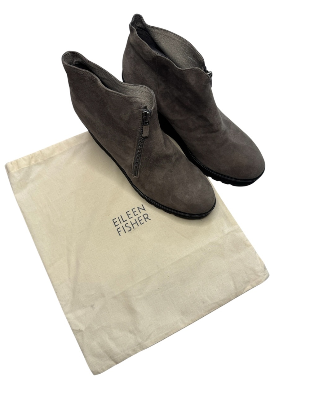 Eileen Fisher Alto Wedge Bootie in Suede Gray Size 9.5